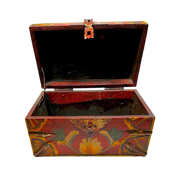Hand Painted Antique Replica Wooden Box - Picture 3 of 7